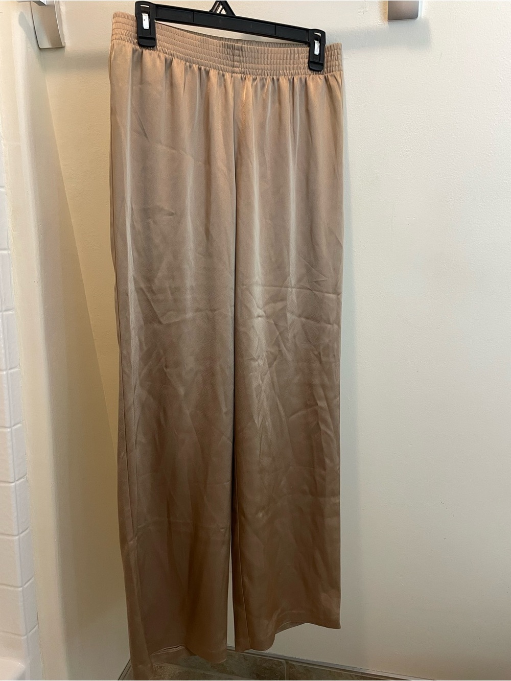 Babaton Metallic Satin Wide-Leg Pull-On Pants